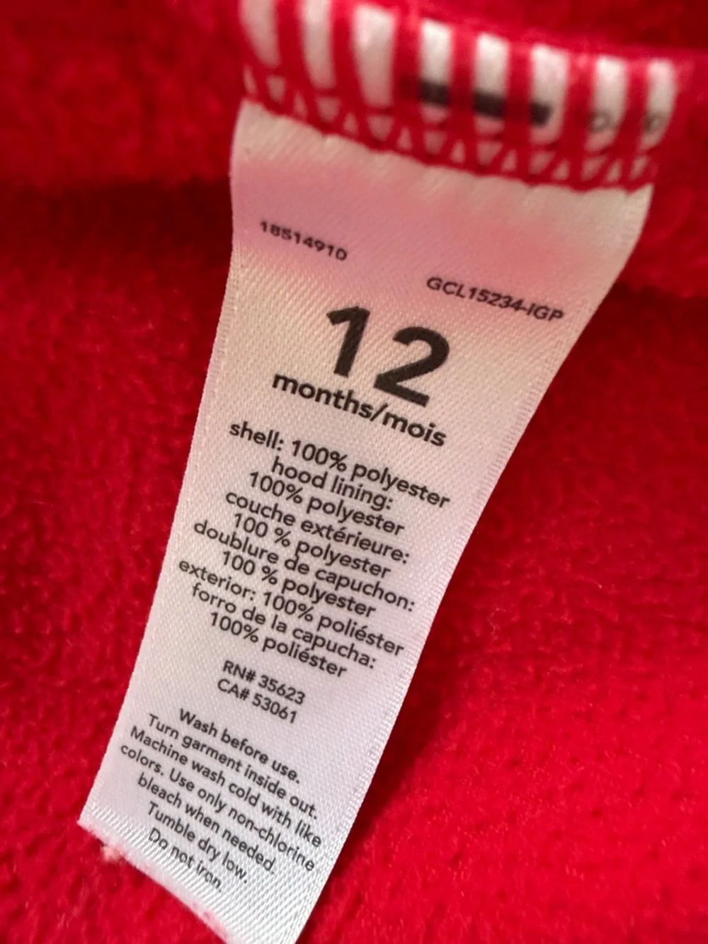 Carter's Bright Red Hooded Peacoat baby girl 9-12 months